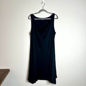 Eileen Fisher Black Sleeveless Jersey Knit Cowl Neck Knee Length Minimal Dress L